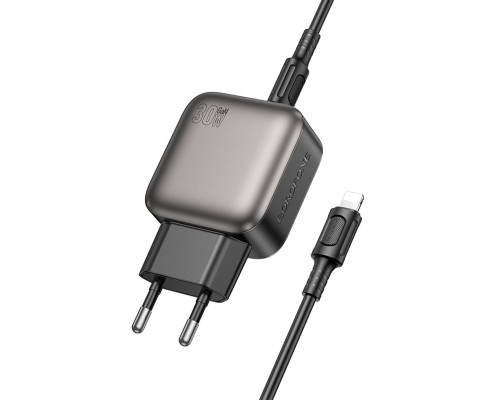 Мережевий зарядний пристрій BOROFONE BAS55A Absolute PD30W+QC3.0 charger set (C to iP) (EU) Black (6941991116247)