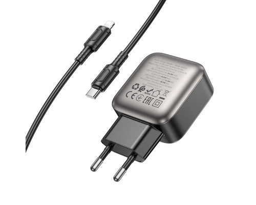 Мережевий зарядний пристрій BOROFONE BAS55A Absolute PD30W+QC3.0 charger set (C to iP) (EU) Black (6941991116247)