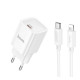 Мережевий зарядний пристрій HOCO C148A Charm single port PD30W charger set (C to iP) (EU) White (6942007630313)