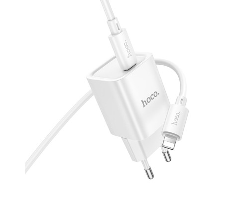 Мережевий зарядний пристрій HOCO C148A Charm single port PD30W charger set (C to iP) (EU) White (6942007630313)