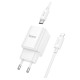 Мережевий зарядний пристрій HOCO C148A Charm single port PD30W charger set (C to iP) (EU) White (6942007630313)