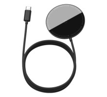 БЗП Baseus Simple Mini Magnetic Wireless Charger For IPwith Type-C Cable Black (WXJK-F01)