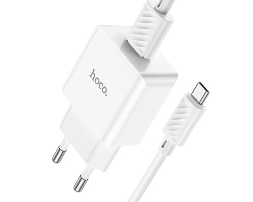 Мережевий зарядний пристрій HOCO C106A Leisure single port charger set(Micro) 10.5W White (6931474783905)