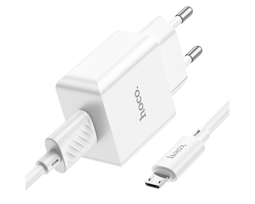 Мережевий зарядний пристрій HOCO C106A Leisure single port charger set(Micro) 10.5W White (6931474783905)