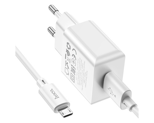 Мережевий зарядний пристрій HOCO C106A Leisure single port charger set(Micro) 10.5W White (6931474783905)
