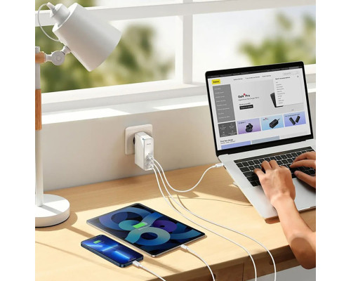 Мережевий зарядний пристрій Baseus GaN5 Pro Fast Charger 2C+U 140W EU White (With Superior Series Fast Charging Data Cable Type-C to Type-C 240W（48V/5 (CCGP100202)