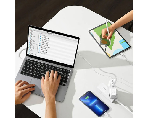 Мережевий зарядний пристрій Baseus GaN5 Pro Fast Charger 2C+U 140W EU White (With Superior Series Fast Charging Data Cable Type-C to Type-C 240W（48V/5 (CCGP100202)