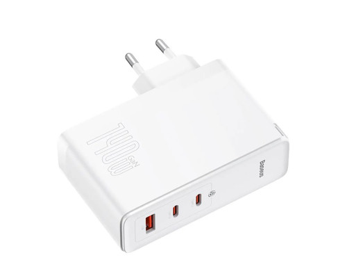 Мережевий зарядний пристрій Baseus GaN5 Pro Fast Charger 2C+U 140W EU White (With Superior Series Fast Charging Data Cable Type-C to Type-C 240W（48V/5 (CCGP100202)