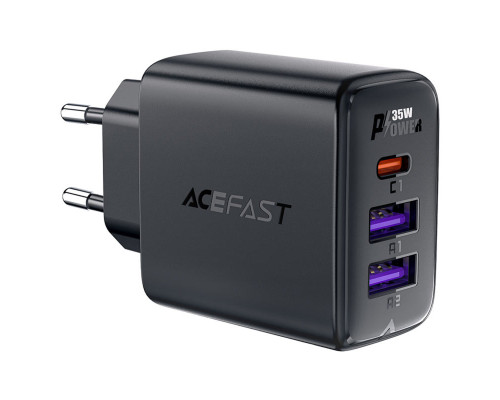 Мережевий зарядний пристрій ACEFAST A57 PD35W GaN (2*USB-A+USB-C) charger Black (6974316282730)