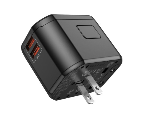 Універсальний зарядний пристрій HOCO AC15 Walker three-port PD20W(1C2A) universal conversion charger Black (6942007607773)