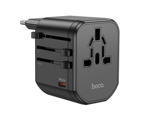 Універсальний зарядний пристрій HOCO AC15 Walker three-port PD20W(1C2A) universal conversion charger Black (6942007607773)