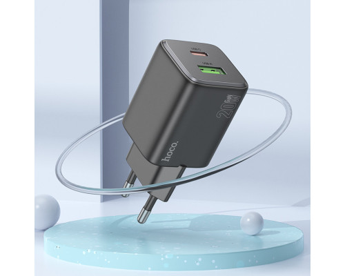 Мережевий зарядний пристрій HOCO N41 Almighty PD20W+QC3.0 charger Black (6942007617024)