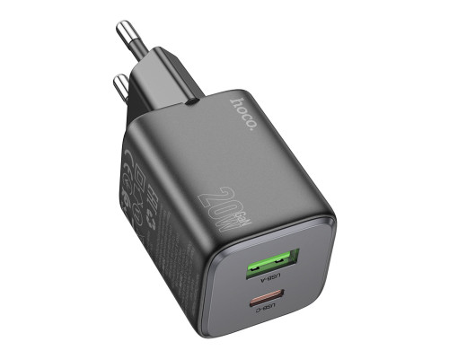 Мережевий зарядний пристрій HOCO N41 Almighty PD20W+QC3.0 charger Black (6942007617024)