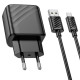 Мережевий зарядний пристрій HOCO CS21A Rich single port QC3.0 charger set(Micro)(EU) Black (6942007609890)