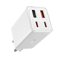 Мережевий зарядний пристрій Baseus GaN6 Pro Fast Charger 2C+2U 65W EU Moon White((With:Mini White Cable Type-C to Type-C 100W(20V/5A) 1m White） (P10162701213-00)