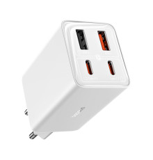 Мережевий зарядний пристрій Baseus GaN6 Pro Fast Charger 2C+2U 65W EU Moon White((With:Mini White Cable Type-C to Type-C 100W(20V/5A) 1m White） (P10162701213-00)