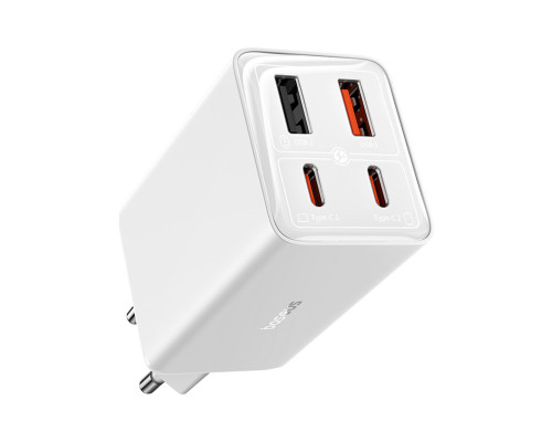 Мережевий зарядний пристрій Baseus GaN6 Pro Fast Charger 2C+2U 65W EU Moon White((With:Mini White Cable Type-C to Type-C 100W(20V/5A) 1m White） (P10162701213-00)