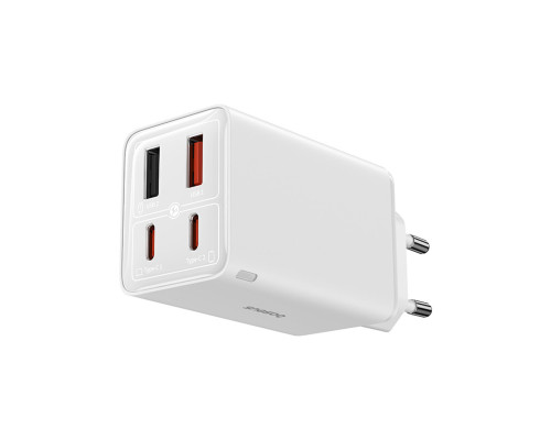 Мережевий зарядний пристрій Baseus GaN6 Pro Fast Charger 2C+2U 65W EU Moon White((With:Mini White Cable Type-C to Type-C 100W(20V/5A) 1m White） (P10162701213-00)