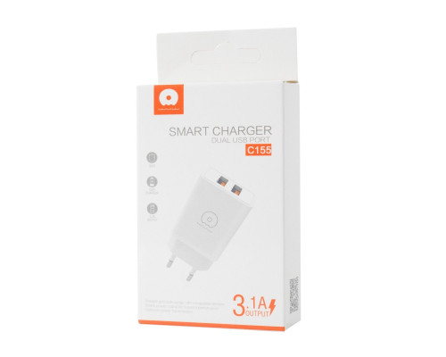 Зарядний пристрій WUW-C155 2USB 3.1A white (WUW-C155)