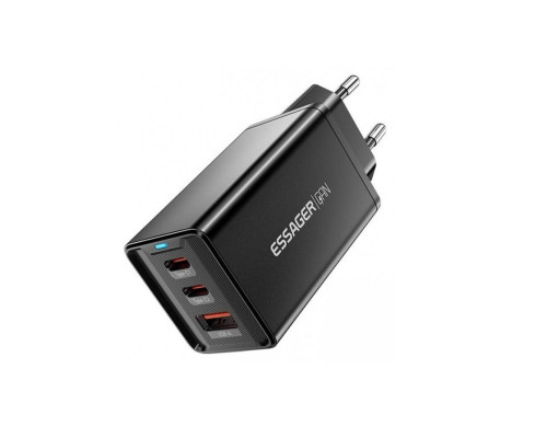 Зарядний пристрій ESSAGER Kolsang 67W GaN Travel Charger 2C+A black (ECTAC-KSB01-Z)