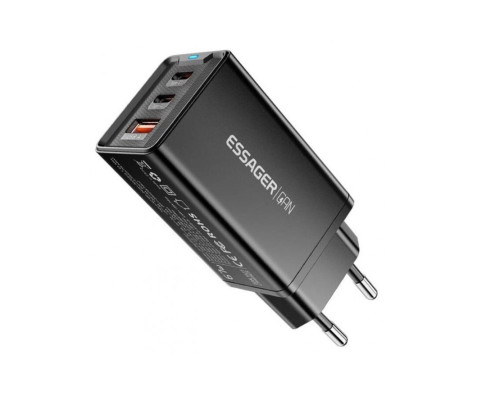 Зарядний пристрій ESSAGER Kolsang 67W GaN Travel Charger 2C+A black (ECTAC-KSB01-Z)