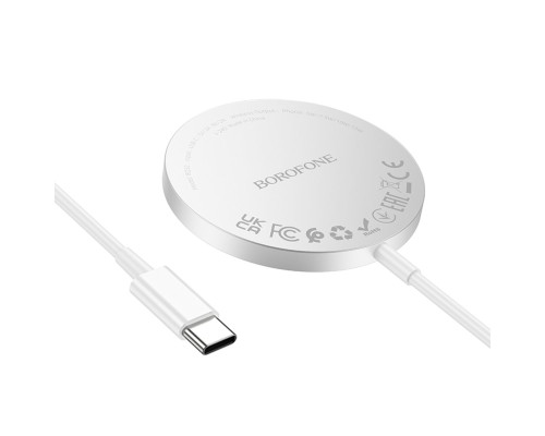 Бездротовий зарядний пристрій BOROFONE BQ32 Original series magnetic wireless fast charger White (6941991113277 )