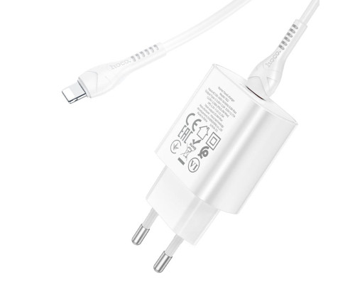 Мережевий зарядний пристрій HOCO N22 Jetta PD25W charger set (Type-C to iP)(EU) White (6931474760074)