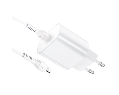 Мережевий зарядний пристрій HOCO N22 Jetta PD25W charger set (Type-C to iP)(EU) White (6931474760074)
