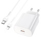Мережевий зарядний пристрій HOCO N22 Jetta PD25W charger set (Type-C to iP)(EU) White (6931474760074)