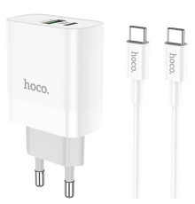 Мережевий зарядний пристрій HOCO C80A Rapido PD20W+QC3.0 charger set (Type-C TO Type-C)(EU) White (6931474740533)