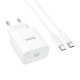 Мережевий зарядний пристрій HOCO C76A Pro Majestic single port PD30W charger set (Type-C to Type-C)(EU) White (6942007616324)