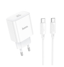 Мережевий зарядний пристрій HOCO C76A Pro Majestic single port PD30W charger set (Type-C to Type-C)(EU) White (6942007616324)