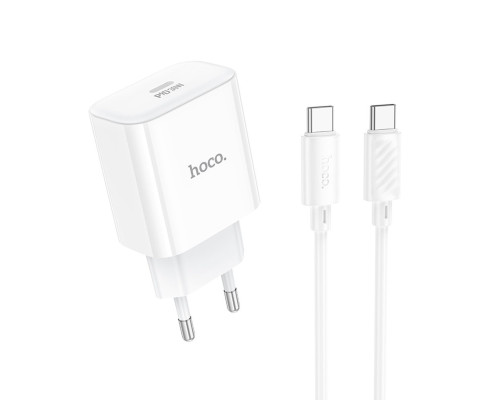 Мережевий зарядний пристрій HOCO C76A Pro Majestic single port PD30W charger set (Type-C to Type-C)(EU) White (6942007616324)