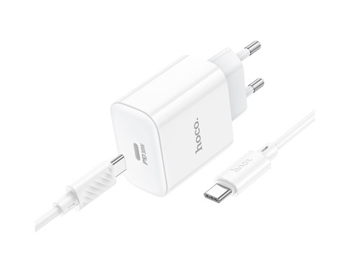 Мережевий зарядний пристрій HOCO C76A Pro Majestic single port PD30W charger set (Type-C to Type-C)(EU) White (6942007616324)