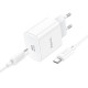 Мережевий зарядний пристрій HOCO C76A Pro Majestic single port PD30W charger set (Type-C to Type-C)(EU) White (6942007616324)
