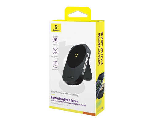 Бездротовий зарядний пристрій з кулером для мобільного Baseus MagPro II Series Ultra-Thin Magnetic Phone Cooler (with Wireless Charger) Cosmic Black (B10572900121-00)