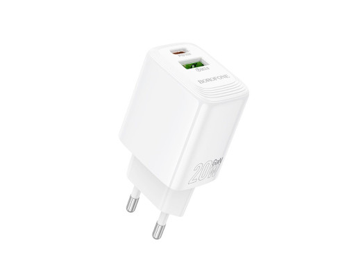 Мережевий зарядний пристрій BOROFONE BN27 Fuente PD20W+QC3.0 charger (EU) White (6941991120268)
