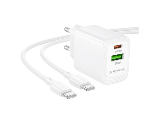 Мережевий зарядний пристрій BOROFONE BN27 Fuente PD20W+QC3.0 charger (EU) White (6941991120268)