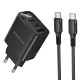 Мережевий зарядний пристрій BOROFONE BA98A Ilustre PD30W (2C1A) charger with digital display set (C to C) (EU) Black (6941991120534)