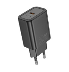 Мережевий зарядний пристрій HOCO N62 Gentle single port PD30W charger (EU) Black (6942007644297)