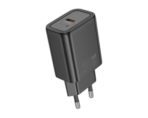 Мережевий зарядний пристрій HOCO N62 Gentle single port PD30W charger (EU) Black (6942007644297)