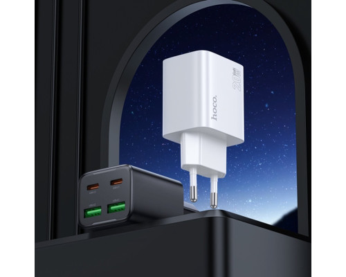 Мережевий зарядний пристрій HOCO N55 Fundador four-port PD20W(2C2A) charger Black (6942007632430)
