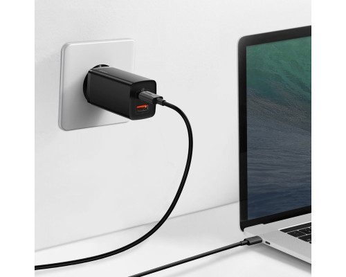 Мережевий зарядний пристрій Baseus GaN2 Lite Quick Charger C+U 65W EU Black (CCGAN2L-B01)