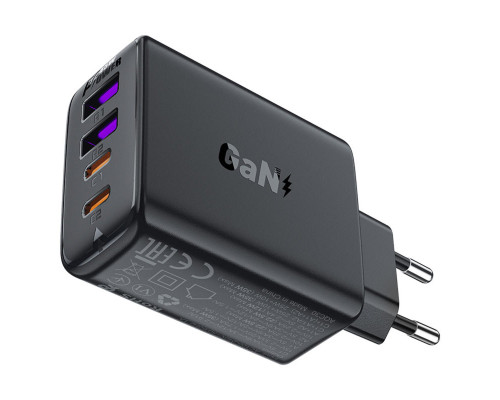 Мережевий зарядний пристрій ACEFAST A61 PD45W GaN (2*USB-C+2*USB-A) charger Black (6974316282754)