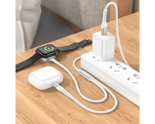 Бездротовий зарядний пристрій HOCO CW54 2-in-1 charging cable iP+iWatch White (6942007611398 )