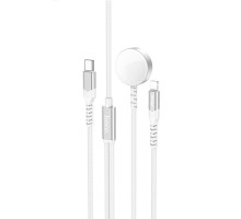 Бездротовий зарядний пристрій HOCO CW54 2-in-1 charging cable iP+iWatch White (6942007611398 )