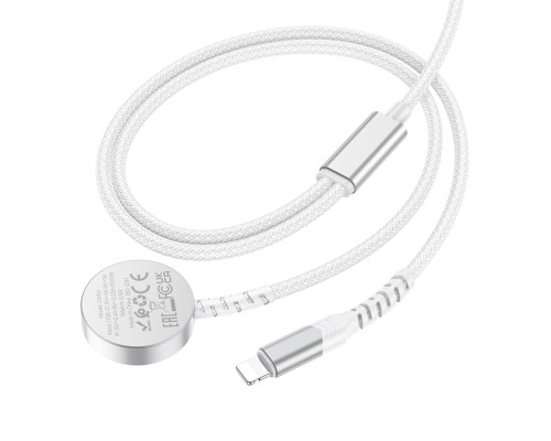 Бездротовий зарядний пристрій HOCO CW54 2-in-1 charging cable iP+iWatch White (6942007611398 )