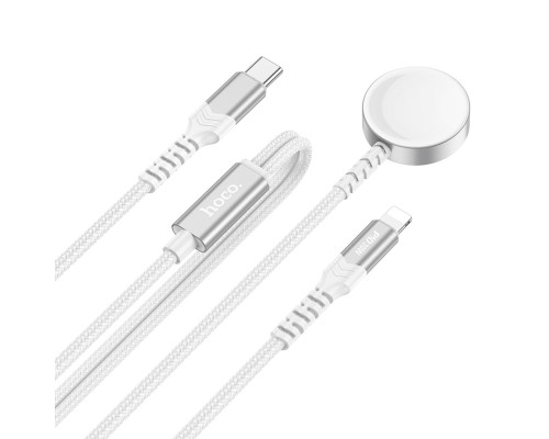 Бездротовий зарядний пристрій HOCO CW54 2-in-1 charging cable iP+iWatch White (6942007611398 )