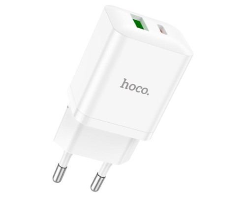 Мережевий зарядний пристрій HOCO N28 Founder PD20W+QC3.0 charger set(C to iP) White (6931474783530)