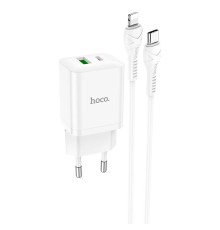 Мережевий зарядний пристрій HOCO N28 Founder PD20W+QC3.0 charger set(C to iP) White (6931474783530)